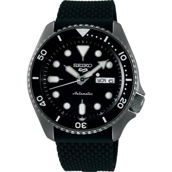 Seiko 5 Automático Srpd65k2 Cal 4r36 Color de la correa Negro Color del bisel Negro Color del fondo Negro