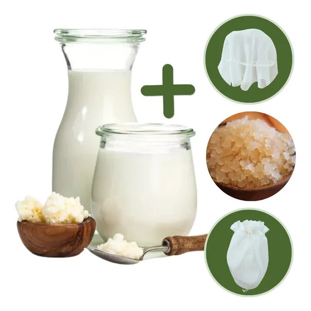 Kefir De Leite E Kefir De Água Com Coador Voal E Tampa Voal