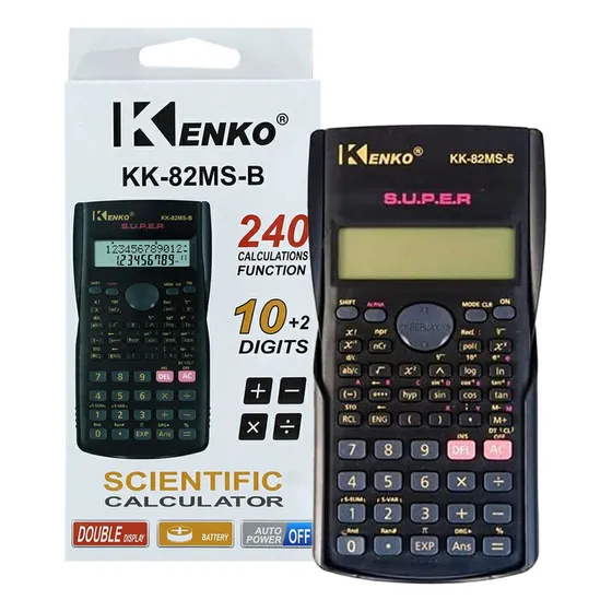  Calculadora Cientifica C/ Tapa Kenko Kk-82ms-10-12 Digitos Color Negro