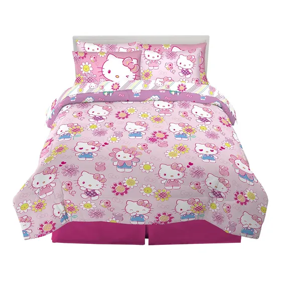 Juego De Acolchado Y Sábanas Franco Hello Kitty, Full, 7 Pzs