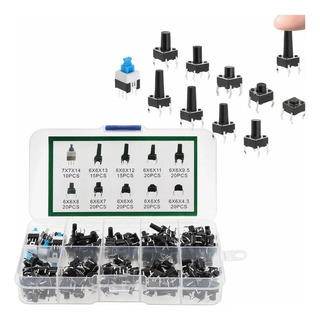 Kit De Push Button 4 Pines Diferentes Tamaños 180 Pzas Caja Kit De Push Button 4 Pines Diferentes Tamaños 180 Pzas Caja