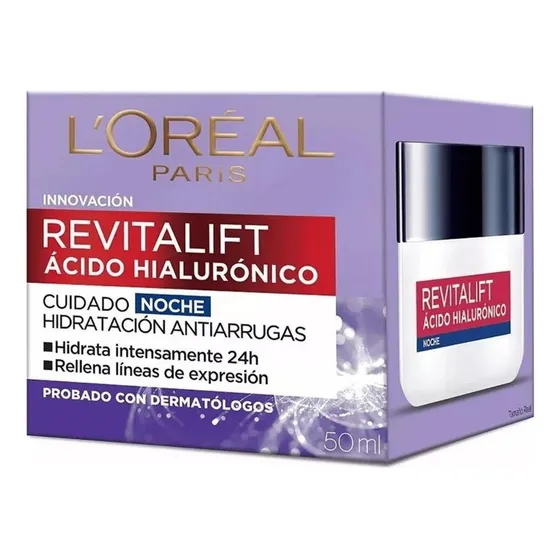Crema Loreal Revitalift Noche Antiarrugas Ácido Hialurónico