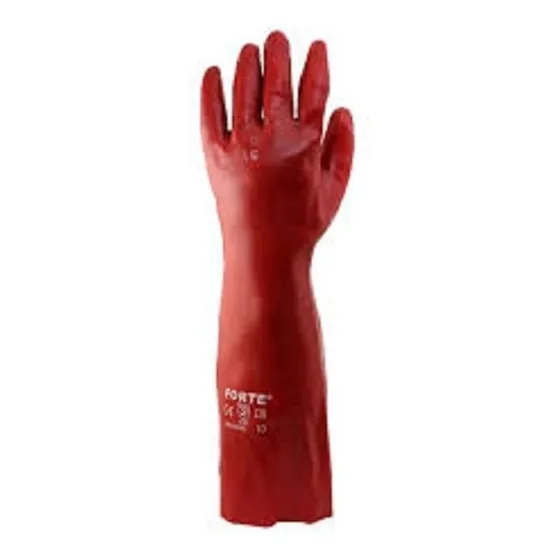 Guante Pvc Rojo Antiacidos 18  Largos Al Codo.  Somos Tienda