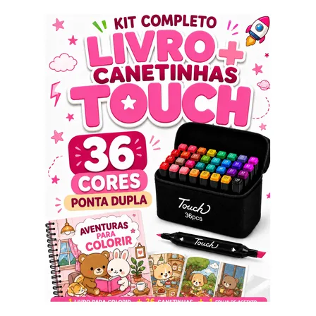 Kit 1 Livro Para Colorir Infantil Educativo + 36 Canetinhas
