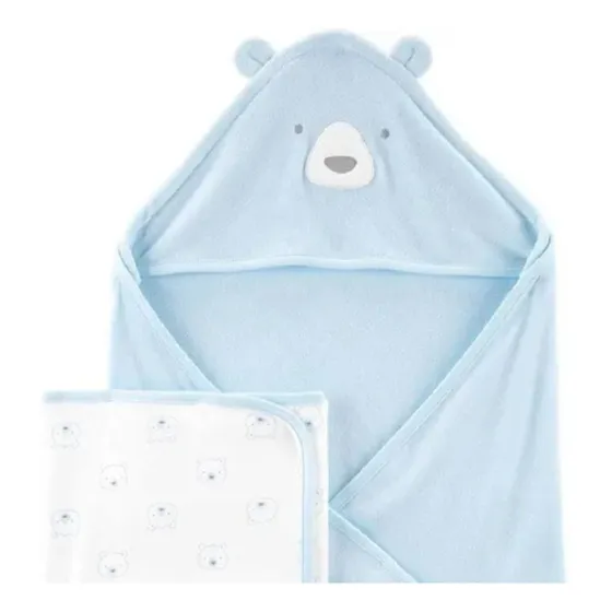 Conj. 2 Toalhas De Banho Carter's Para Bebês - Azul E Branca