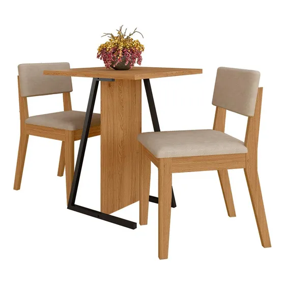 Conjunto De Mesa Com 2 Cadeiras Arkansas Cinam/bege - M. A Cor Cinamomo/bege 03