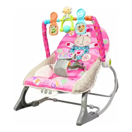 Cadeirinha De Descanso Musical Para Bebe Balanço Reclinável Com Mobile Rosa - Kababy Florido