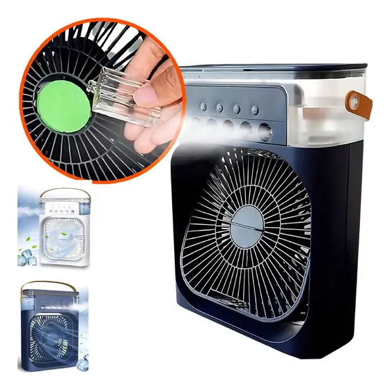 Ventilador Portátil Umidificador De Ar Climatizador Le757 Cor Da Estrutura Preto Diâmetro Voltagem