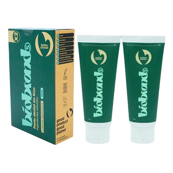 Pasta Dental Biobrands Menta Sin Fluor 2 Unidades