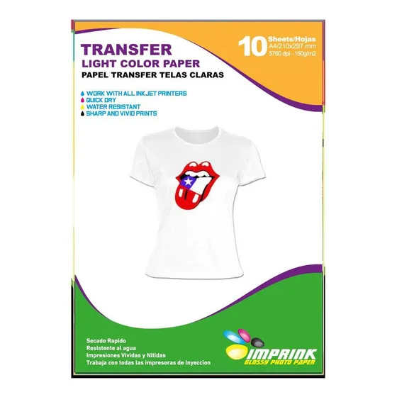 Papel Transfer Telas Claras 10 Hojas