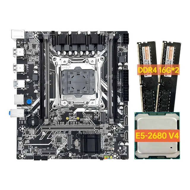 Mougol Kit Placa Madre Cpu X99 Intel Xeon E5 2680v4 32 Gb De