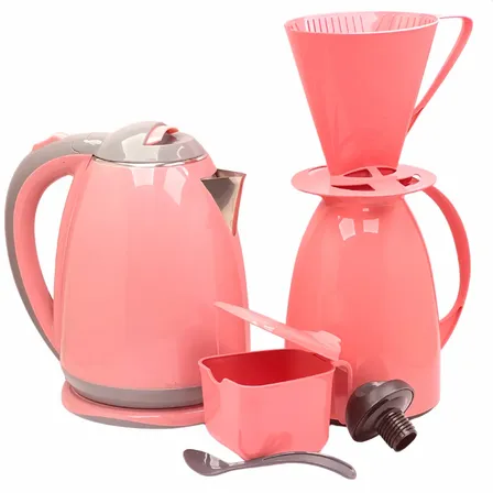 Chaleira Elétrica Garrafa Térmica 650ml Coador Kit Café Rosa 127v