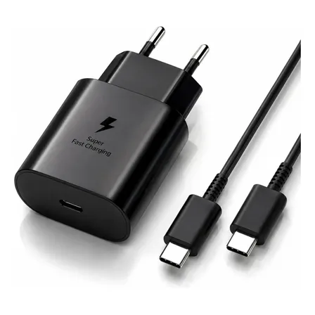 Carregador Turbo Usb-c Para Samsung Galaxy A15 A34 S24 S23 Preto
