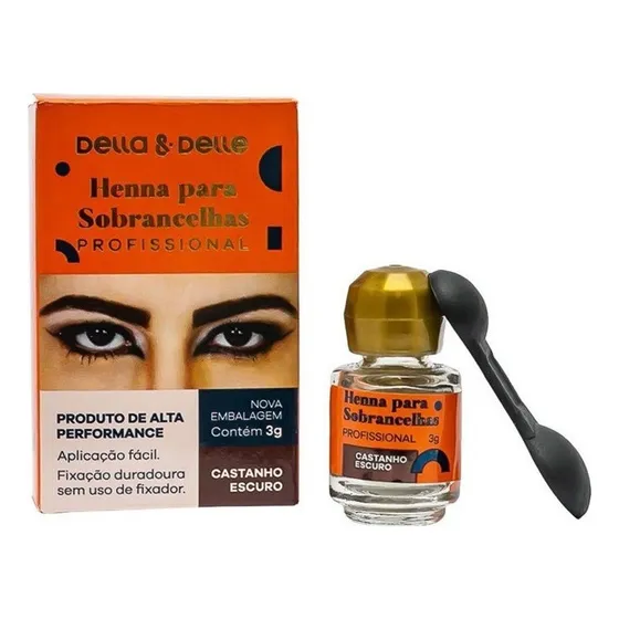 Henna sobrancelhas della e delle 3g cor castanho escuro