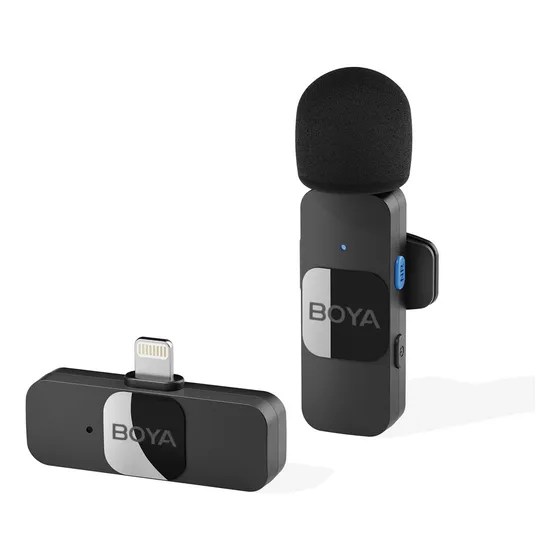 Boya BY-V1 Microfono de Solapa Inalambrico para iPhone 14-7 Microfono lavalier Microfono podcast Microfonos Inalambricos Profesionales Color Negro