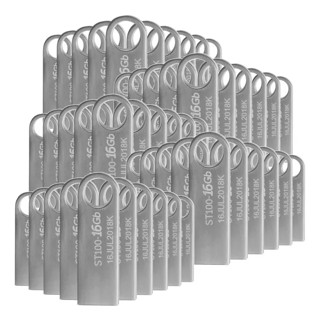 Kit 100 Memorias Usb 16gb Stylos St100 16gb 2.0 Plateado
