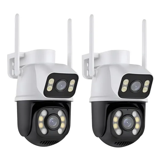 Kit 2 Câmera Segurança Ip A28 App Icsee Prova D'agua Lente Dupla Cor Branco/preto