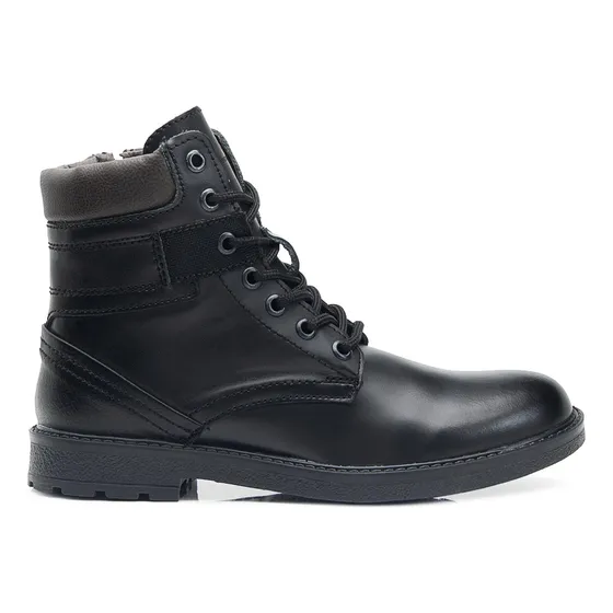 Bota Piel Negro Ajuste Cierre Christian Gallery Para Hombre