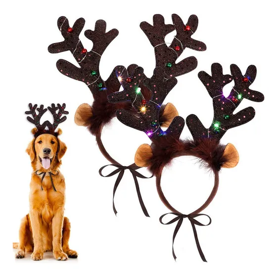 Tiaras De Rena De Natal Uratot 2 Unidades Para Cães E Gatos