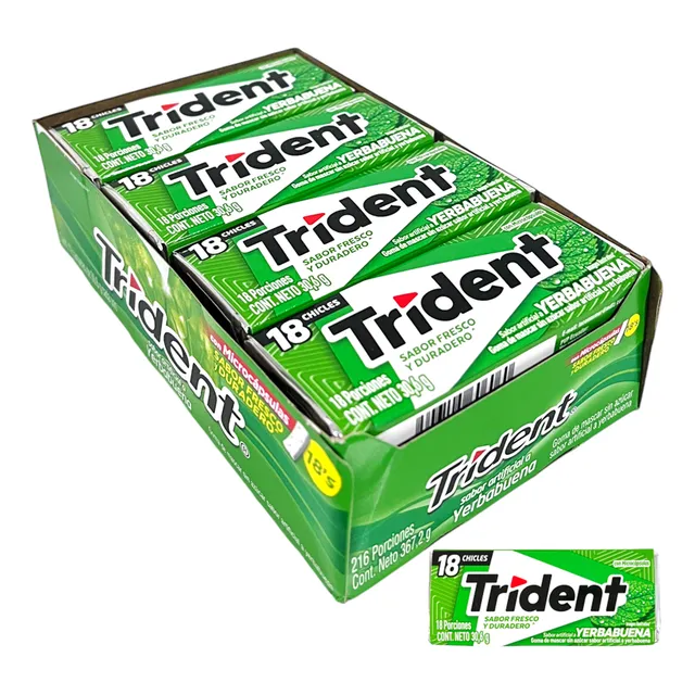 Chicle Trident Sabor Yerbabuena - Sin Azúcar (caja Con 12un)