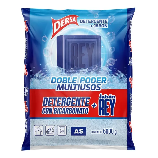 Detergente Dersa As En Polvo 6000 Gr Bicarbonato + Jabon Rey