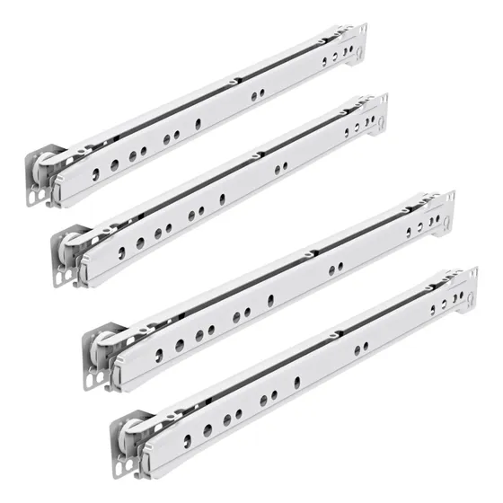 Corrediça Para Gaveta Branca 45cm Trilho Com Roldana - 4 Par