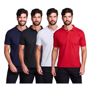 Kit 4 Camisas Gola Polo Masculina Blusa Slim Atacado Piquet Kit 4 Camisas Gola Polo Masculina Blusa Slim Atacado Piquet