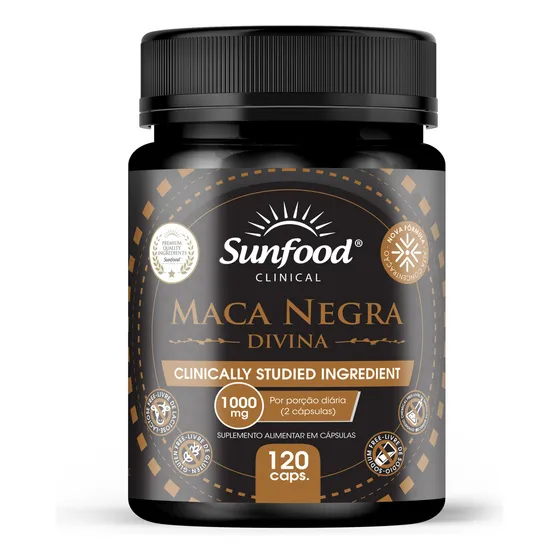 Maca Negra Peruana Divina 1000mg Sunfood 120 Cápsulas