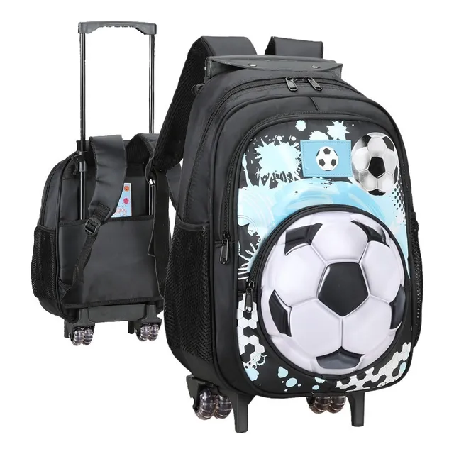 Mochila escolar Trendy 51350 color negro celeste y blanco