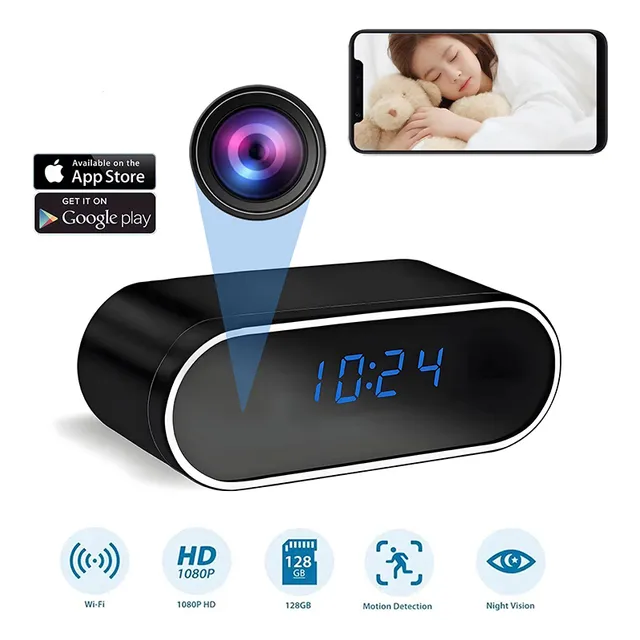 Reloj Despertador Cámara Espía Wifi Oculta Con Micrófono