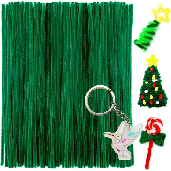 400pzs Limpia Pipas Chelines Para Manualidades Verde Navidad