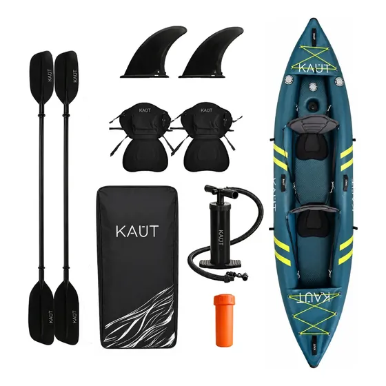 Kayak Inflable Profesional Pvc Laminado 1-2 Personas 345 Cm Azul Petróleo