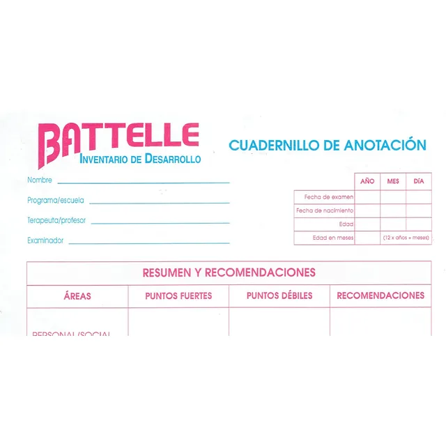 Test Psicologico Infantil Battelle Inventario De Desarrollo