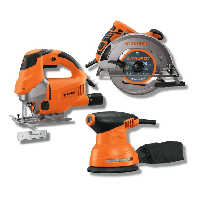 Sierra Circular 1500w + Caladora + Lijadora Orbital Truper
