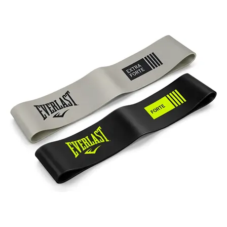 Kit 2 Mini Band Everlast Faixa Elástica Forte E Extra Forte Mini Band - Preto - Cinza Claro