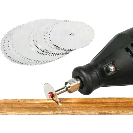 Kit 11 Pzas 10 Discos Corte Dentado + 1 Vástago Para Dremel