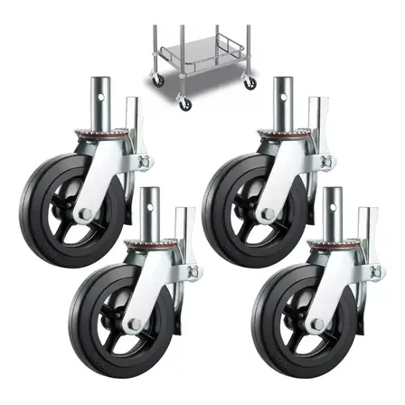 Ruedas Giratorias Auledio Con Freno 8x2 Pulgadas Pack 4 Para Muebles y Andamios