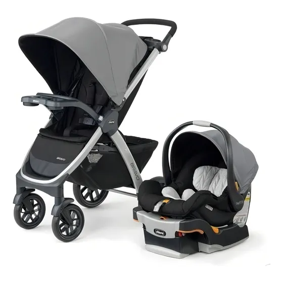 Coche de paseo travel system Chicco Bravo Duo travel system camden con chasis color gris