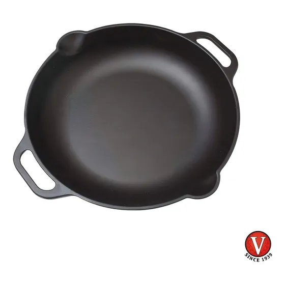 Paellera Sarten Wok 13 Hierro Fundido Esmaltado Victoria Color Negro