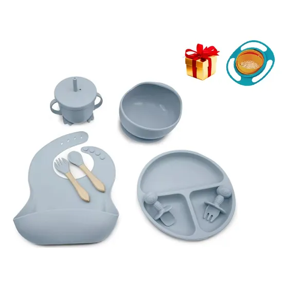 Set Juego Alimentación Silicona Para Bebes 8 Piezas + Regalo