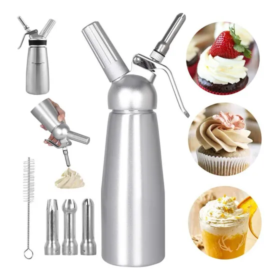 Garrafa Sifão Chantilly 1l Inox Profissional Gás Mule 3 Bico