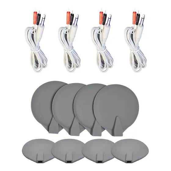 4 Cables, 4 Electrodos - 5cm Y 4 De 10cm Pro Tekmedical Desa