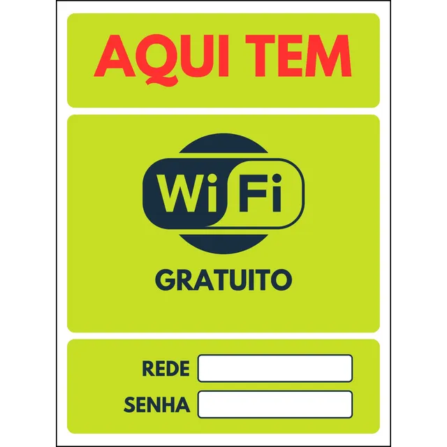 Placa Identificação Sinalização Wifi Para Colocar Senha Rede