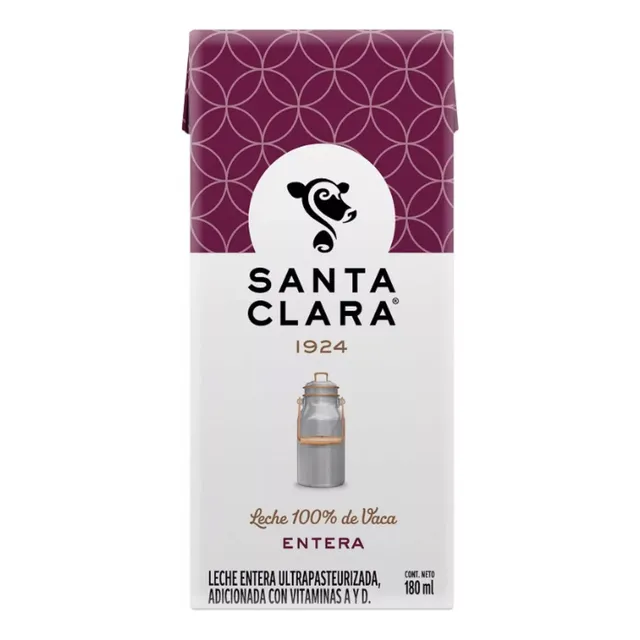Leche Entera Santa Clara 180 Ml. 24 Pack.