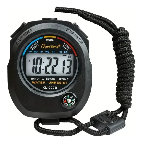 Cronómetro Digital De Mano Hora Fecha Alarma Deporte Color Negro