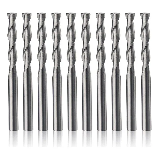 Set 10 Fresas Cnc Router Helicoidales Punta Recta 3.175mm