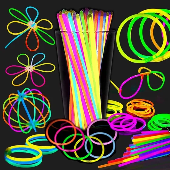 100 Pulseras Neón Fosforescente Glow Stick Fiestas Eventos Color Color Múltiple