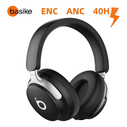 Headphone Bluetooth 5.4 Com Anc+enc 40h Bateria Basike Fone Headset Bluetooth Com Microfone Hi-fi Estéreo Preto
