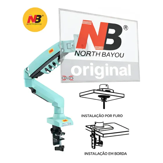 Suporte North Bayou Nb Original F80 De Mesa P/ Tv Monitor De 17 Até 30 Pistão A Gas Azul