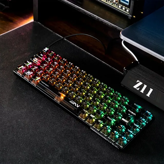 TERPORT 65% Teclado Mecanico Español Z11 Obsidian, Luces Full-rgb Transparentes, Switch Silencioso Hotswap, Teclado Gamer Programable De 69 Teclas Antighositing Para Computadoras PC Laptos Consolas
